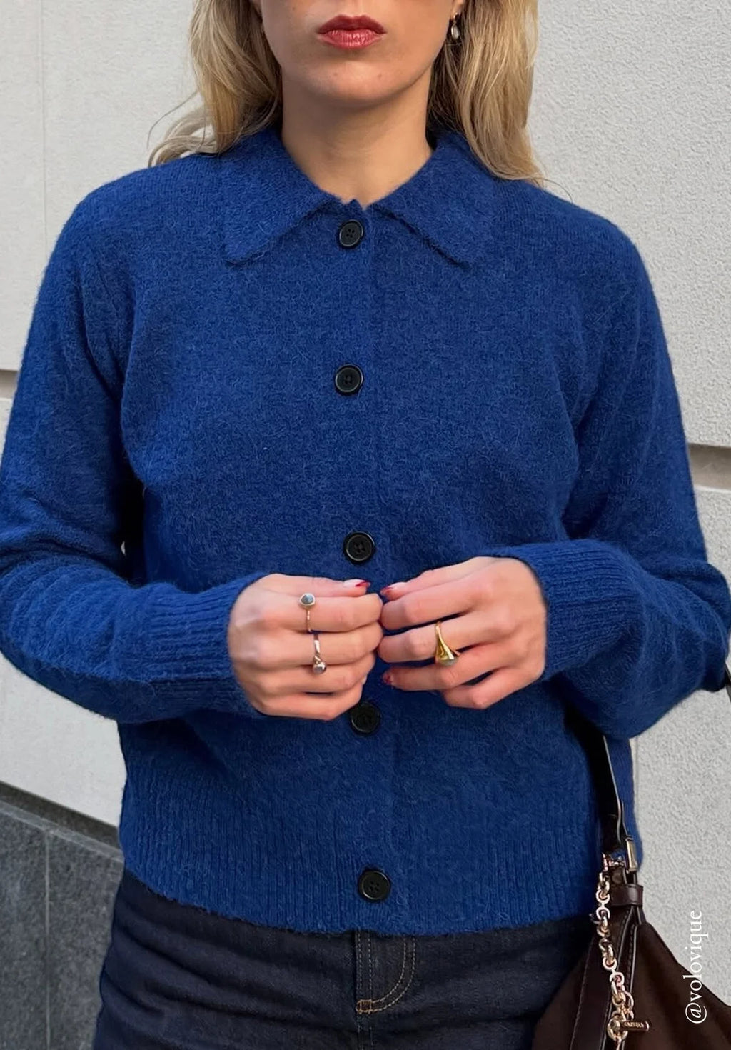 Cedar Wool Blend Collar Detail Cardigan